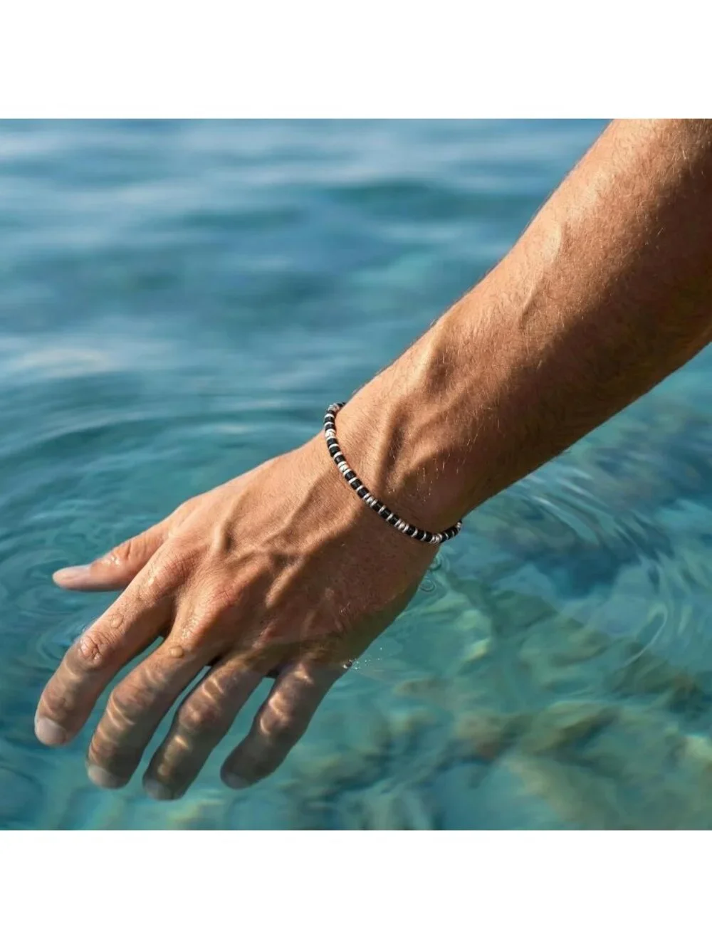 Men's Healing Crystal Bracelet - Triple Protection Hematite, Black Obsidian